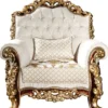 Casa Padrino Luxus Barock Wohnzimmer Set Weiß / Gold / Braun - 2 Sofas & 2 Sessel & 1 Couchtisch - Wohnzimmer Möbel im Barockstil - Edel & Prunkvoll