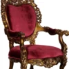 Casa Padrino Luxus Barock Wohnzimmer Sessel Bordeauxrot / Antik Gold - Prunkvoller Thron Sessel mit edlen Verzierungen - Handgefertigte Barock Wohnzimmer Möbel