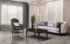 Casa Padrino Luxus Barock Wohnzimmer Set Silber / Lila / Schwarz / Gold