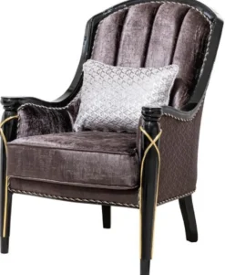Casa Padrino Luxus Barock Wohnzimmer Set Silber / Lila / Schwarz / Gold