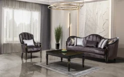 Casa Padrino Luxus Barock Wohnzimmer Set Silber / Lila / Schwarz / Gold