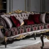 Casa Padrino Luxus Barock Wohnzimmer Set Silber / Bordeauxrot / Schwarz / Gold - 2 Sofas & 2 Sessel & 1 Couchtisch - Prunkvolle Wohnzimmer Möbel im Barockstil