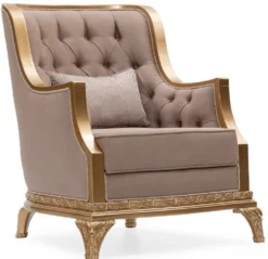 Casa Padrino Luxus Barock Wohnzimmer Set Braun / Gold - 2 Sofas & 2 Sessel & 1 Couchtisch & 2 Beistelltische - Handgefertigte Luxus Wohnzimmer Möbel im Barockstil - Edel & Prunkvoll