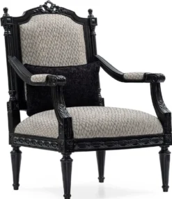 Casa Padrino Luxus Barock Wohnzimmer Sessel Silber / Schwarz - Handgefertigter Barockstil Sessel mit dekorativem Kissen - Luxus Wohnzimmer Möbel im Barockstil - Barock Möbel - Edel & Prunkvoll