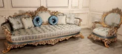 Casa Padrino Luxus Barock Wohnzimmer Sofa Türkis / Creme / Gold - Handgefertigtes Barockstil Sofa - Luxus Wohnzimmer Möbel im Barockstil - Barock Möbel - Edel & Prunkvoll