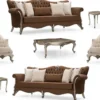 Casa Padrino Luxus Barock Wohnzimmer Set Braun / Creme / Antik Silber - 2 Sofas & 2 Sessel & 1 Couchtisch & 2 Beistelltische - Handgefertigte Wohnzimmer Möbel im Barockstil - Edel & Prunkvoll