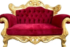 Casa Padrino Luxus Barock Wohnzimmer Set Bordeauxrot / Gold - 1 Barock Sofa & 2 Barock Sessel - Wohnzimmer Möbel im Barockstil - Edel & Prunkvoll