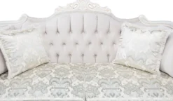 Casa Padrino Luxus Barock Wohnzimmer Sofa mit dekorativen Kissen Hellrosa / Weiß / Beige 230 x 90 x H. 110 cm - Barock Möbel