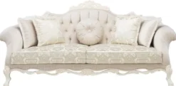 Casa Padrino Luxus Barock Wohnzimmer Sofa mit dekorativen Kissen Hellrosa / Weiß / Beige 230 x 90 x H. 110 cm - Barock Möbel