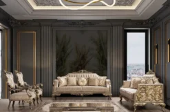 Casa Padrino Luxus Barock Wohnzimmer Sessel Grau / Beige / Silber / Gold - Prunkvoller Sessel mit Muster - Handgefertigte Barock Wohnzimmer Möbel