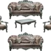 Casa Padrino Luxus Barock Wohnzimmer Set Grau / Grün / Gold - 2 Sofas & 2 Sessel & 1 Couchtisch - Wohnzimmermöbel im Barockstil - Edel & Prunkvoll