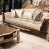 Casa Padrino Luxus Barock Wohnzimmer Sofa Gold / Schwarz / Grau / Gold - Handgefertigtes Barockstil Sofa - Luxus Wohnzimmer Möbel im Barockstil - Barock Möbel - Edel & Prunkvoll