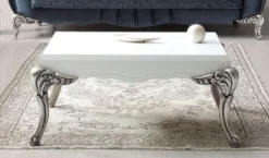 Casa Padrino Luxus Barock Wohnzimmer Set Blau / Silber - 2 Sofas & 2 Sessel & 1 Couchtisch - Elegante Wohnzimmer Möbel im Barockstil