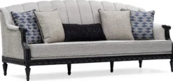 Casa Padrino Luxus Barock Wohnzimmer Sofa Silber / Schwarz - Handgefertigtes Barockstil Sofa mit dekorativen Kissen - Barock Möbel - Luxus Wohnzimmer Möbel im Barockstil - Edel & Prunkvoll