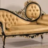 Casa Padrino Luxus Barock Wohnzimmer Set Gold / Schwarz - 2 Sofas & 1 Couchtisch & 2 Beistelltische - Wohnzimmermöbel im Barockstil - Edle Barock Möbel