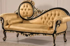 Casa Padrino Luxus Barock Wohnzimmer Set Gold / Schwarz - 2 Sofas & 1 Couchtisch & 2 Beistelltische - Wohnzimmermöbel im Barockstil - Edle Barock Möbel