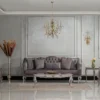 Casa Padrino Luxus Barock Wohnzimmer Sessel Grau / Silber - Handgefertigter Barockstil Sessel mit dekorativem Kissen - Luxus Wohnzimmer Möbel im Barockstil - Barock Möbel - Edel & Prunkvoll