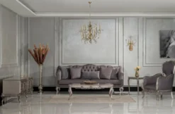 Casa Padrino Luxus Barock Wohnzimmer Sessel Grau / Silber - Handgefertigter Barockstil Sessel mit dekorativem Kissen - Luxus Wohnzimmer Möbel im Barockstil - Barock Möbel - Edel & Prunkvoll