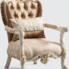 Casa Padrino Luxus Barock Wohnzimmer Set Braun / Silber / Weiß / Gold - 2 Sofas & 2 Sessel & 1 Couchtisch - Handgefertigte Wohnzimmer Möbel im Barockstil - Edel & Prunkvoll