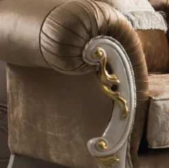 Casa Padrino Luxus Barock Wohnzimmer Set Braun / Silber / Weiß / Gold - 2 Sofas & 2 Sessel & 1 Couchtisch - Handgefertigte Wohnzimmer Möbel im Barockstil - Edel & Prunkvoll
