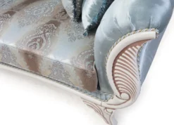 Casa Padrino Luxus Barock Wohnzimmer Sofa mit dekorativen Kissen Türkis / Creme / Bronze 232 x 87 x H. 96 cm - Wohnzimmermöbel im Barockstil