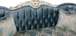 Casa Padrino Luxus Barock Wohnzimmer Set Blau / Weiß / Gold - 2 Sofas & 2 Sessel & 1 Couchtisch - Prunkvolle Wohnzimmer Möbel im Barockstil