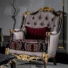Casa Padrino Luxus Barock Wohnzimmer Sessel Silber / Bordeauxrot / Schwarz / Gold - Handgefertigter Barockstil Sessel mit elegantem Muster - Barock Wohnzimmer Möbel