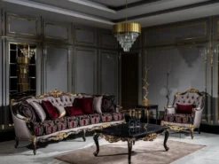 Casa Padrino Luxus Barock Wohnzimmer Sessel Silber / Bordeauxrot / Schwarz / Gold - Handgefertigter Barockstil Sessel mit elegantem Muster - Barock Wohnzimmer Möbel