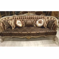 Casa Padrino Luxus Barock Wohnzimmer Sofa Schwarz / Grau / Gold 241 cm - Barock Möbel