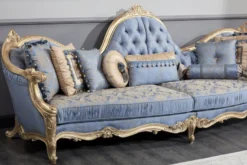 Casa Padrino Luxus Barock Wohnzimmer Set - 1 Chesterfield Sofa & 1 Couchtisch & 2 Salon Stühle & 1 Beistelltisch - Barock Wohnzimmermöbel