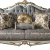 Casa Padrino Luxus Barock Wohnzimmer Sofa mit Glitzersteinen und dekorativen Kissen Blau / Weiß / Gold 220 x 85 x H. 110 cm - Edle Wohnzimmer Möbel im Barockstil