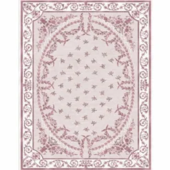 Casa Padrino Luxus Barock Wollteppich Pink / Weiß - Verschiedene Größen