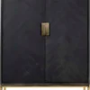 Casa Padrino Luxus Barschrank Schwarz / Gold 108 x 45 x H. 175 cm - Massivholz Schrank mit 2 Türen - Wohnzimmer Möbel - Bar Möbel - Hotel Möbel - Luxus Kollektion