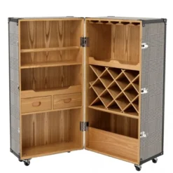 Casa Padrino Luxus Bar Schrank im Vintage Koffer Design Schwarz / Weiß - 88 x 88 x H. 122 cm - Art Deco Barock Kofferschrank