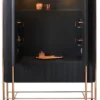 Casa Padrino Luxus Barschrank Schwarz / Matt Schwarz / Kupfer 104 x 52 x H. 150 cm - Beleuchteter Weinschrank mit 2 Türen - Wohnzimmer Möbel - Bar Möbel - Hotel Möbel - Luxus Kollektion