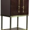 Casa Padrino Luxus Barschrank Dunkelbraun Hochglanz / Matt Gold 82 x 52 x H. 162 cm - Weinschrank mit 2 Türen - Wohnzimmer Möbel - Bar Möbel - Hotel Möbel - Luxus Kollektion