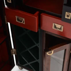 Casa Padrino Luxus Barschrank mit Rollen Antik Schwarz 59 x 51 x H. 120 cm - Kofferschrank im Retro Look - Retro Stil Weinschrank - Bar Möbel - Luxus Möbel