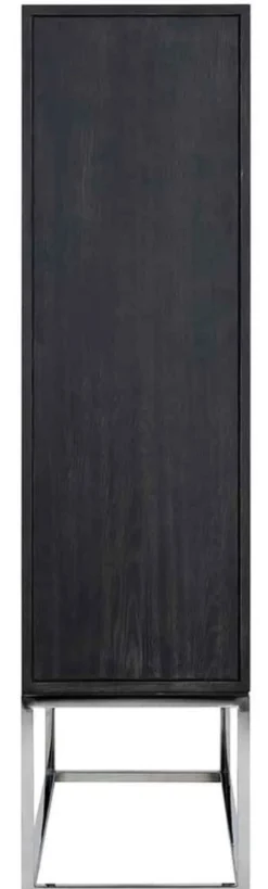Casa Padrino Luxus Barschrank Schwarz / Silber 108 x 45 x H. 175 cm - Massivholz Schrank mit 2 Türen - Wohnzimmer Möbel - Bar Möbel - Hotel Möbel - Luxus Kollektion