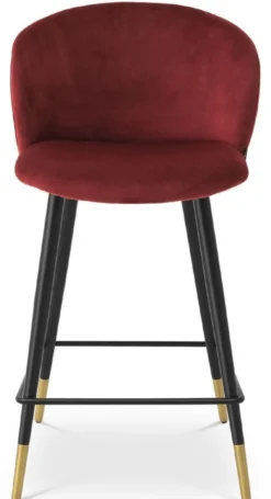 Casa Padrino Luxus Barstuhl Bordeauxrot / Schwarz / Gold 50,5 x 54 x H. 92,5 cm - Luxus Barhocker mit Rückenlehne und edlem Samstoff - Luxus Bar Möbels