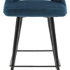 Casa Padrino Luxus Barstuhl Blau / Schwarz 50 x 50 x H. 100 cm - Barhocker mit Rückenlehne und Messing Akzenten