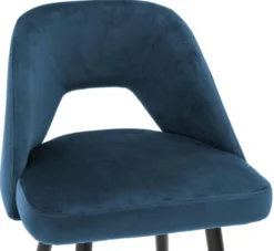 Casa Padrino Luxus Barstuhl Blau / Schwarz 50 x 50 x H. 100 cm - Barhocker mit Rückenlehne und Messing Akzenten