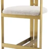 Casa Padrino Luxus Barstuhl Creme / Messing 53 x 44,5 x H. 97 cm - Gepolsterter Edelstahl Barhocker - Luxus Barmöbel