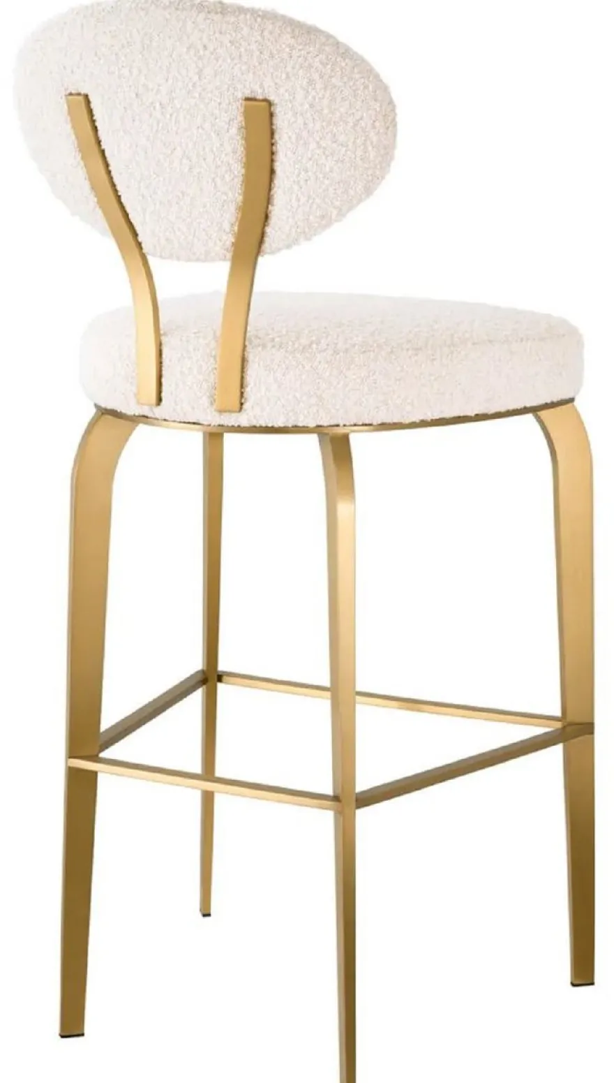 Casa Padrino Luxus Barstuhl Creme / Messing 50 x 55 x H. 106 cm - Gepolsterter Barhocker - Bar Möbel - Luxus Möbel - Luxus Qualität