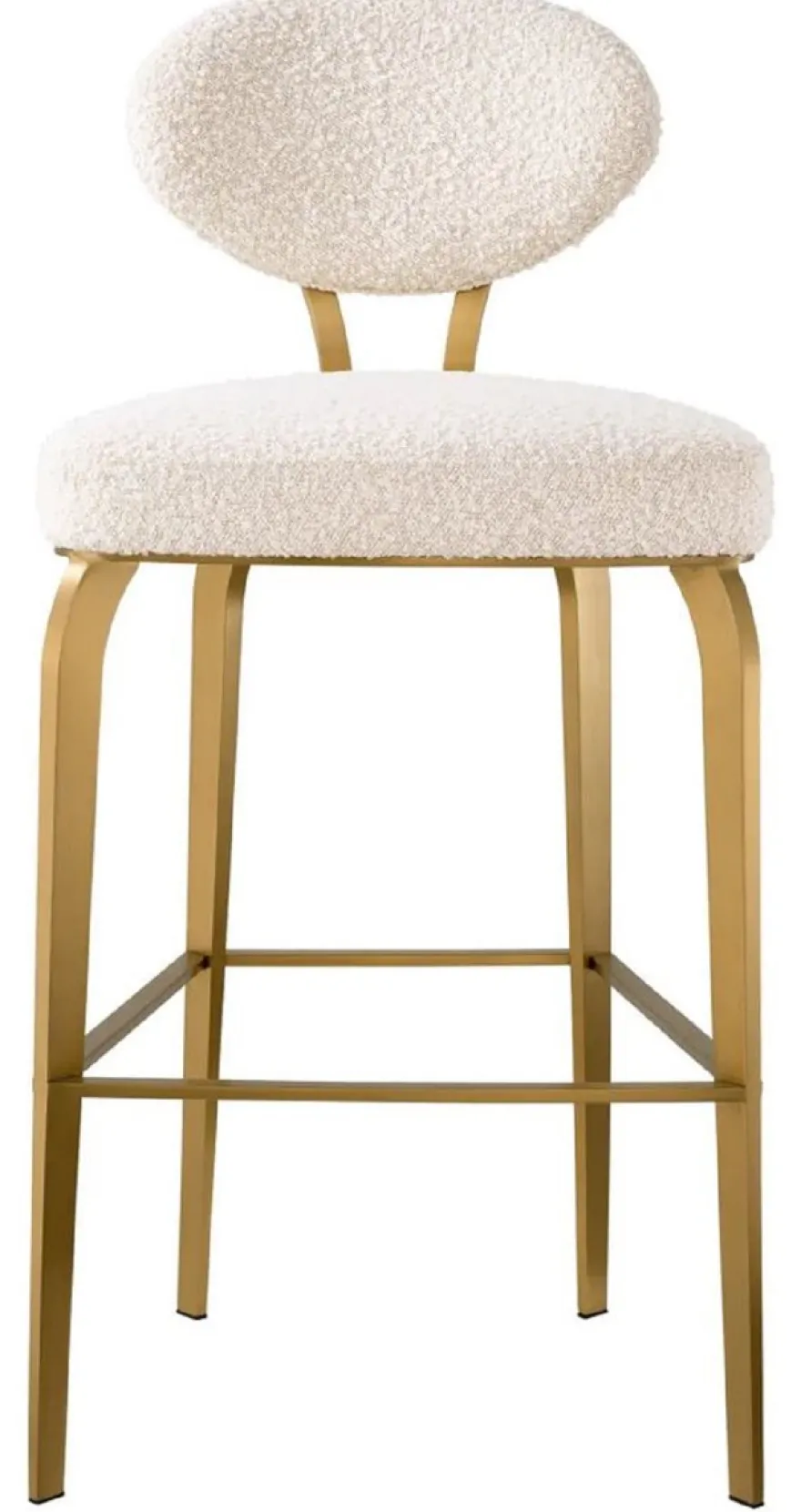 Casa Padrino Luxus Barstuhl Creme / Messing 50 x 55 x H. 106 cm - Gepolsterter Barhocker - Bar Möbel - Luxus Möbel - Luxus Qualität