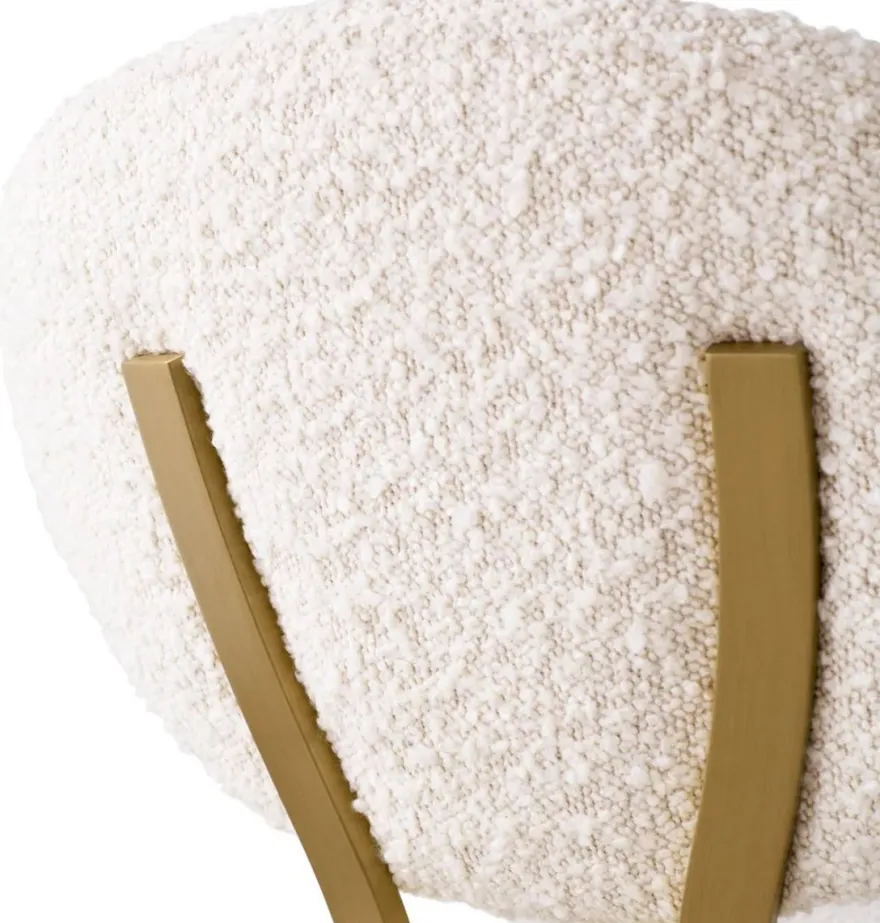 Casa Padrino Luxus Barstuhl Creme / Messing 50 x 55 x H. 106 cm - Gepolsterter Barhocker - Bar Möbel - Luxus Möbel - Luxus Qualität