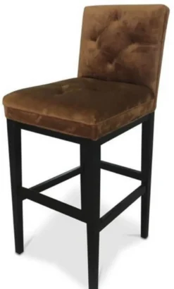 Casa Padrino Luxus Barstuhl Dunkelbraun / Schwarz 47 x 58 x H. 108 cm - Handgefertigter Chesterfield Barhocker