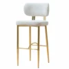 Casa Padrino Luxus Barstuhl 6er Set Weiß / Gold H. 107 cm - Bar Möbel