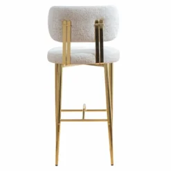 Casa Padrino Luxus Barstuhl 6er Set Weiß / Gold H. 107 cm - Bar Möbel