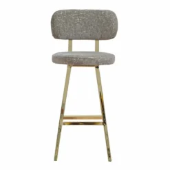 Casa Padrino Luxus Barstuhl 6er Set Grau / Gold H. 106 cm - Bar Möbel