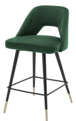 Casa Padrino Luxus Barstuhl Grün / Schwarz 50 x 50 x H. 90 cm - Luxus Barhocker mit Rückenlehne
